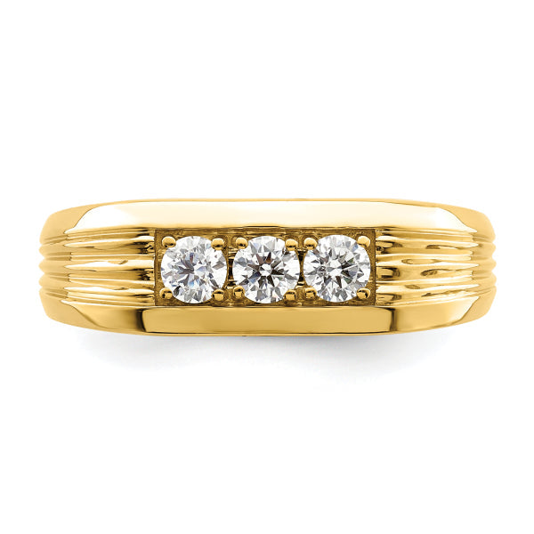 3mm Round Cut Lab Grown Three Stone Men's Wedding Band