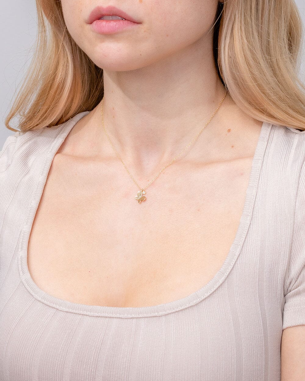 14k Yellow Gold Butterfly Necklace