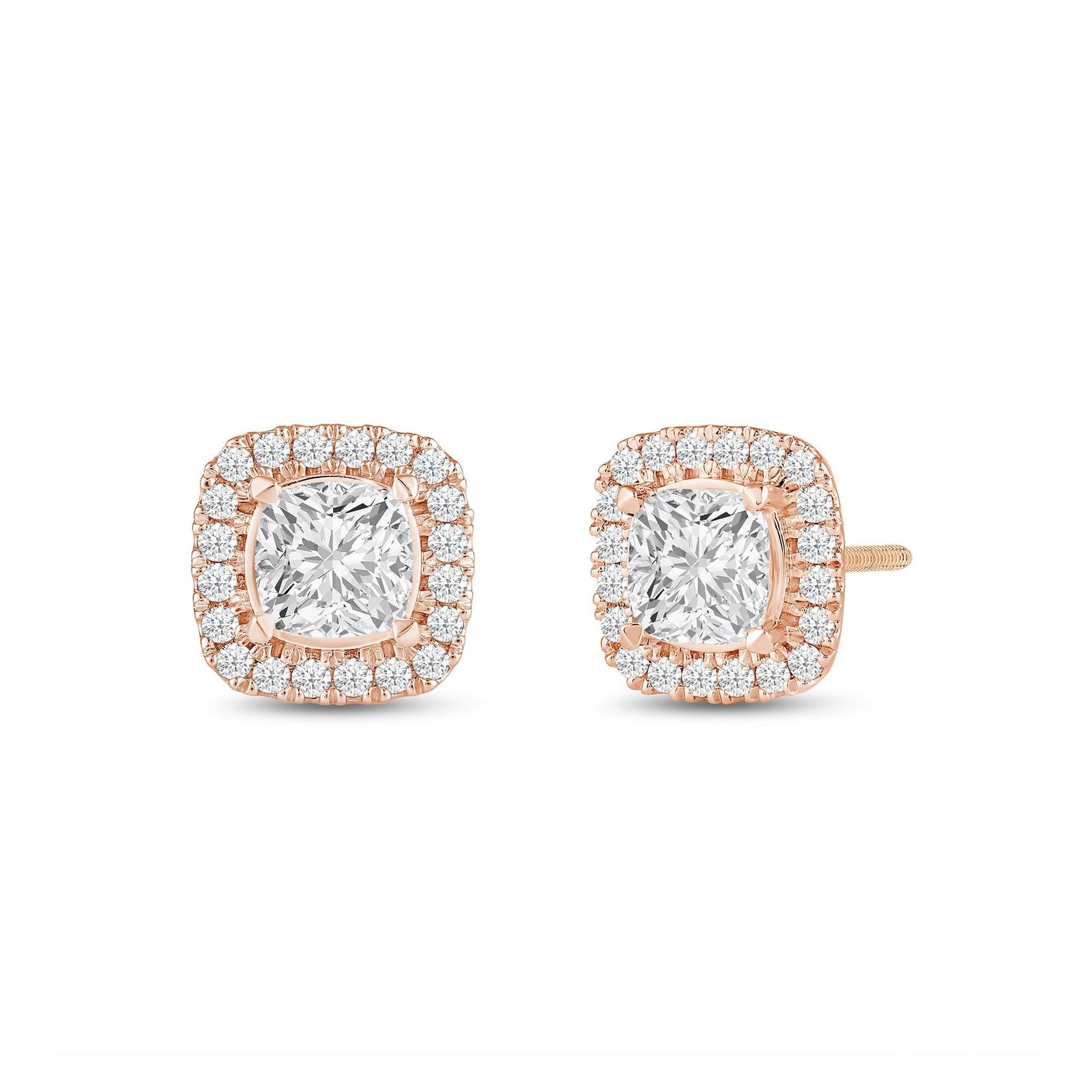 Cushion Cut Halo Moissanite Diamond Stud Earrings for Her