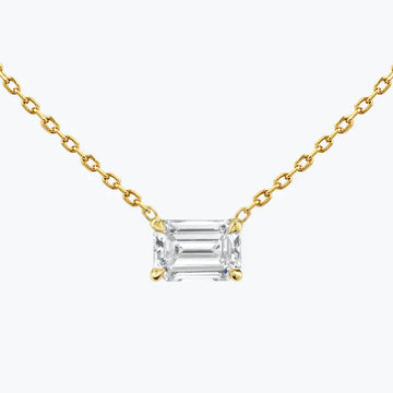 0.25-1.0ct Emerald Cut Moissanite Solitaire Necklace