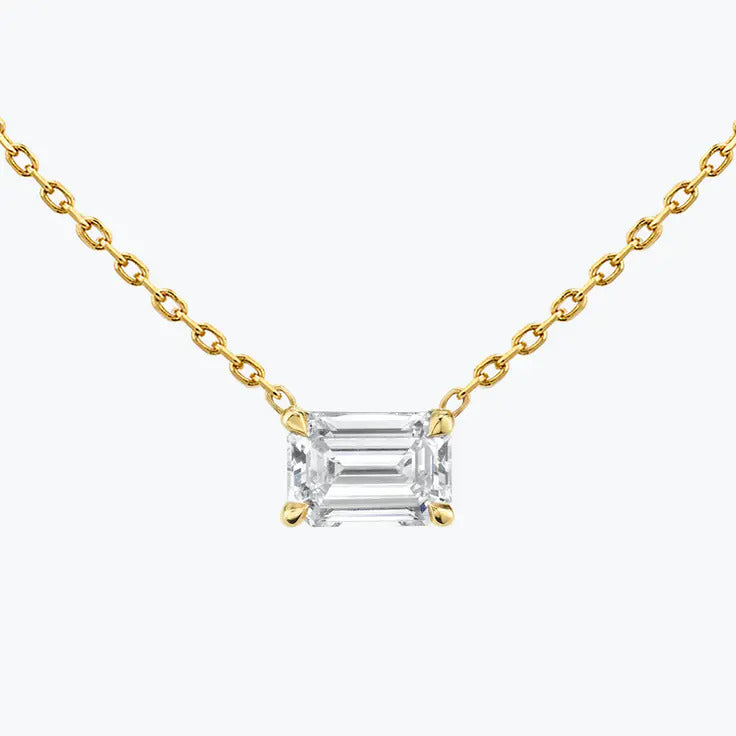 0.25-1.0ct Emerald Cut Moissanite Solitaire Layering Necklace