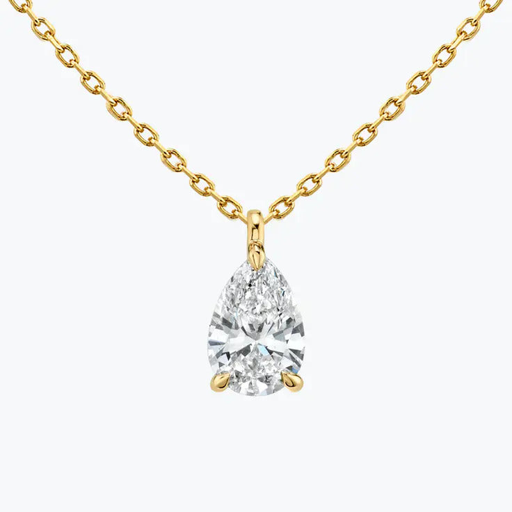 0.25-1.0ct Pear Cut Moissanite Solitaire Necklace