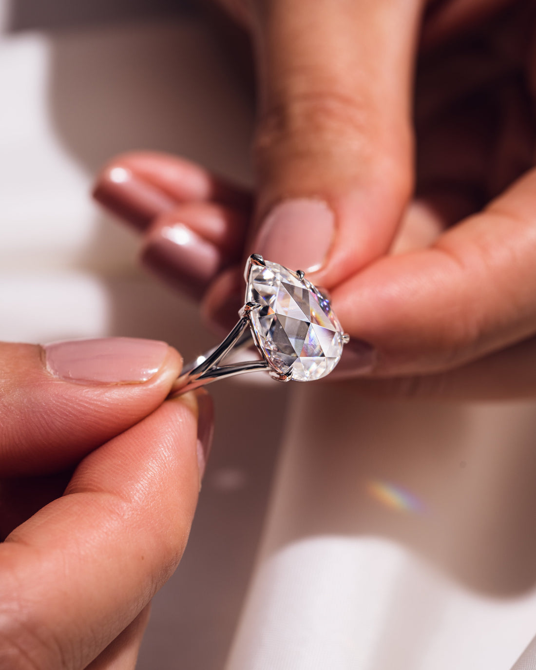 1.50 - 3.09 CT Pear CVD Diamond Solitaire Split Shank Engagement Ring