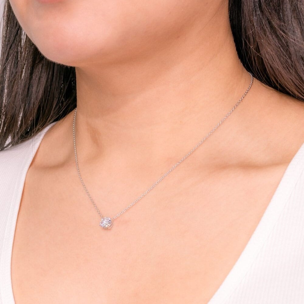 1.61ct E-VS1 Round Lab Diamond 14k White Gold Pendant