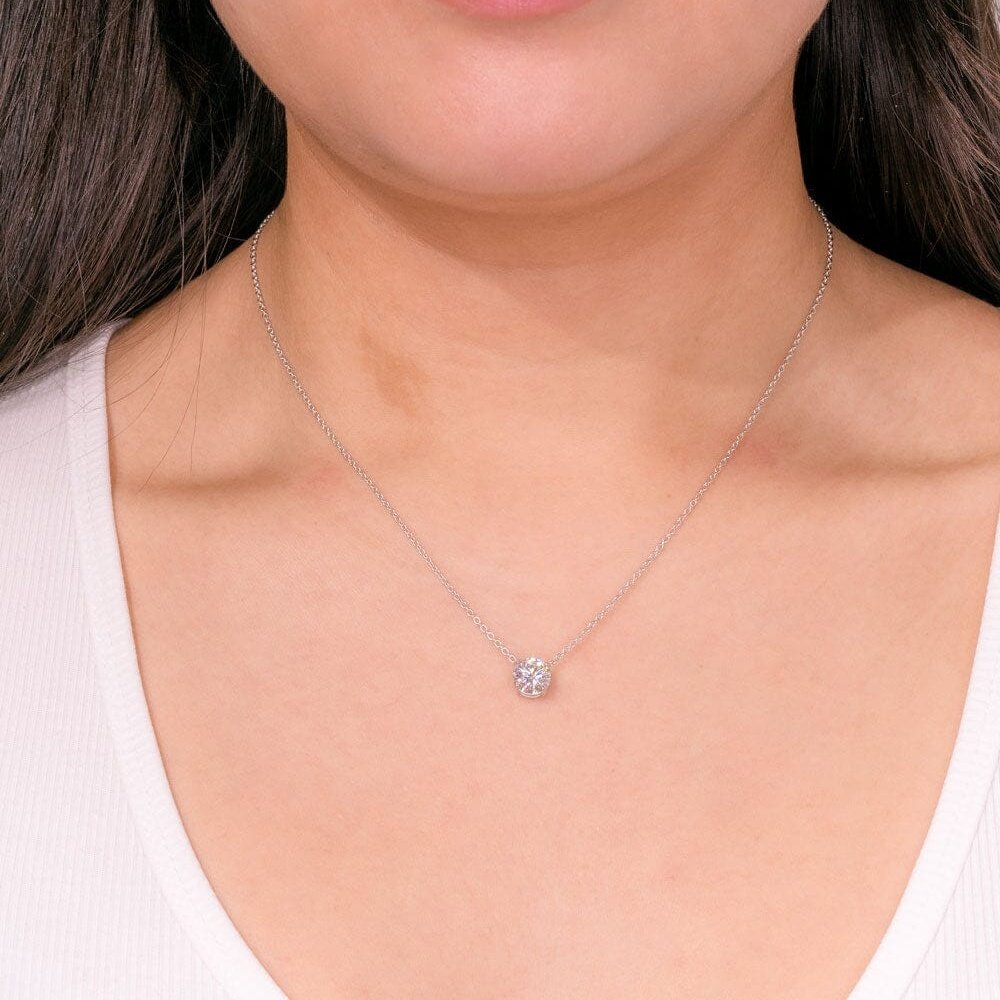 1.61ct E-VS1 Round Lab Diamond 14k White Gold Pendant