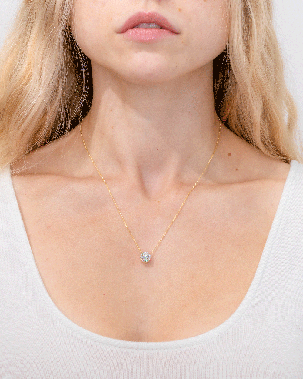 1.71ct E-VS1 Round Lab Diamond 14k Yellow Gold Pendant