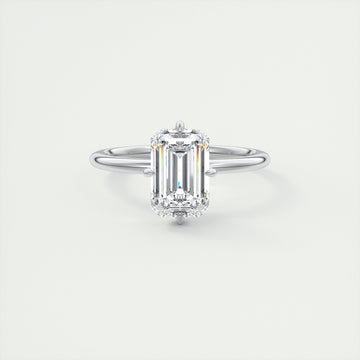 2CT Emerald Cut Moissanite Solitaire Engagement Ring