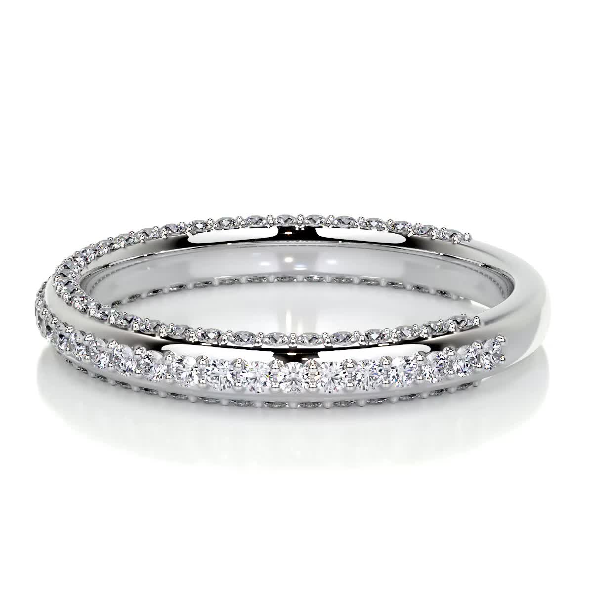 0.75 CT Round Triple Row CVD EF/VVS Diamond Wedding Band