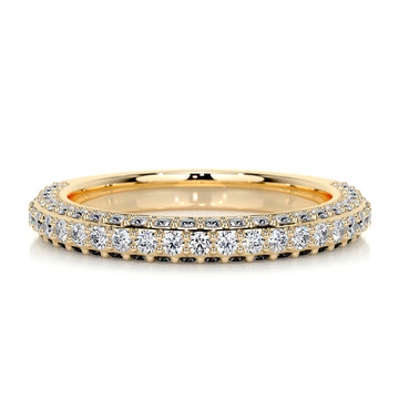 Triple Pave Round Moissanite Wedding Band