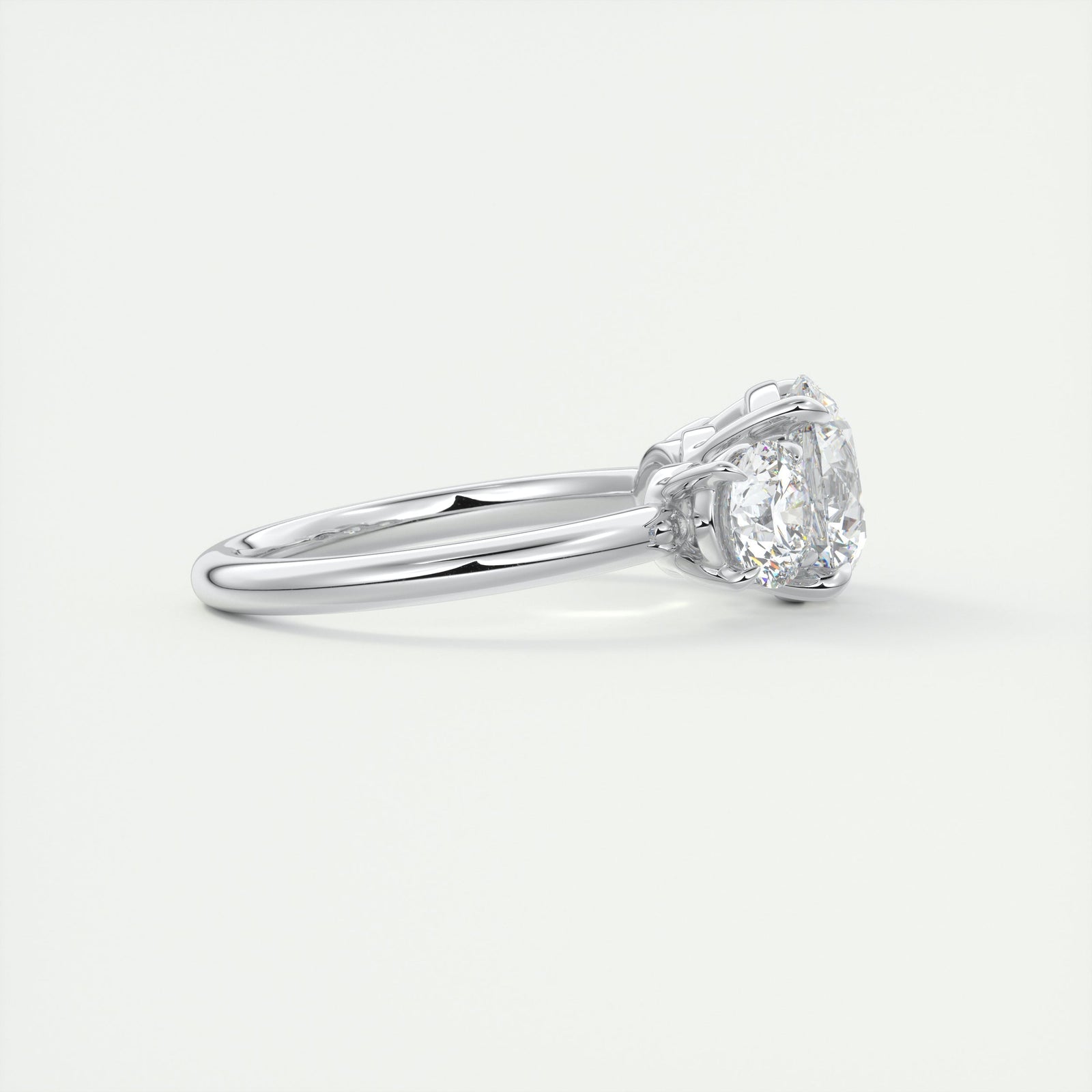 2CT Round Brilliant Cut Moissanite 3 Stones Engagement Ring