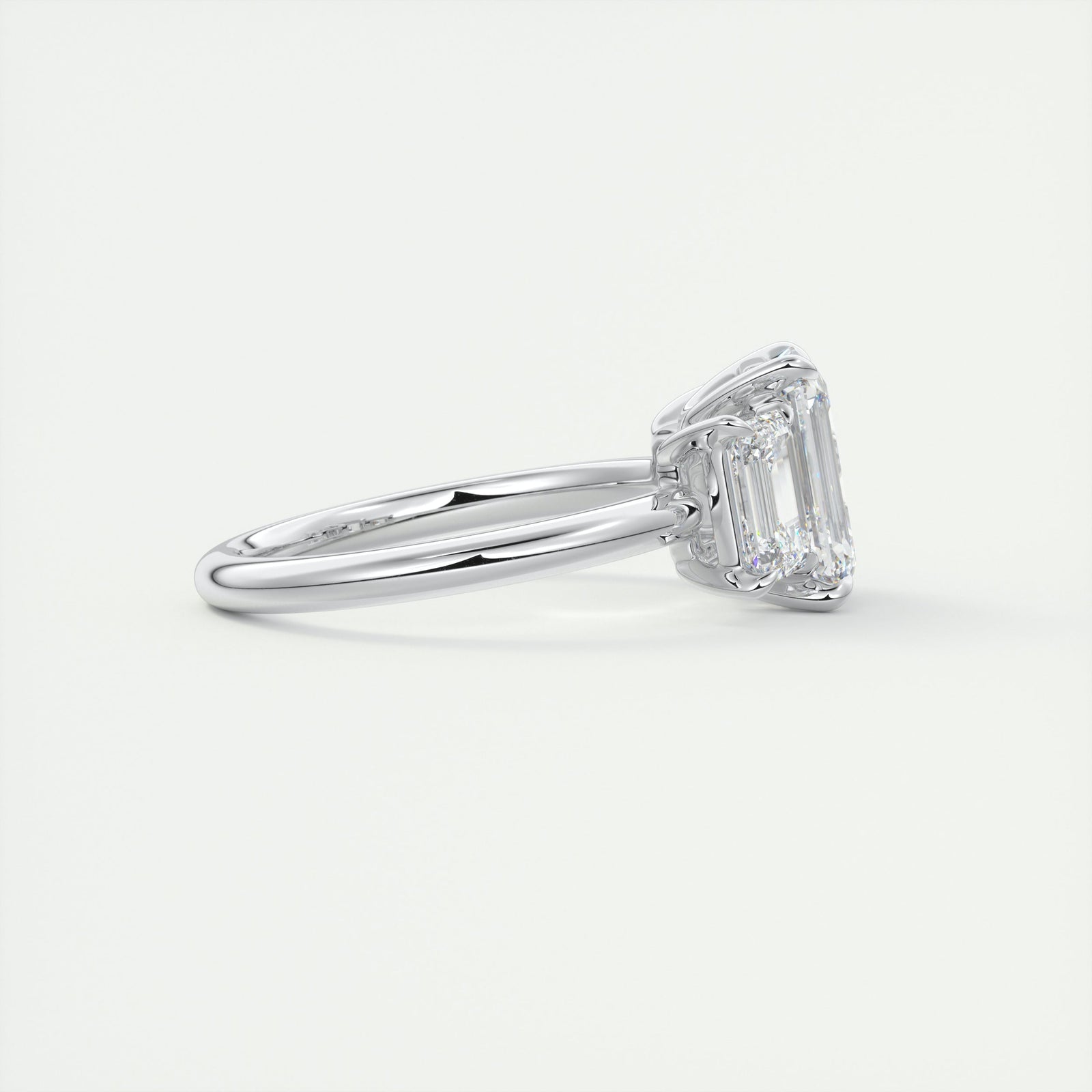 2CT Emerald Cut Moissanite 3 Stones Engagement Ring
