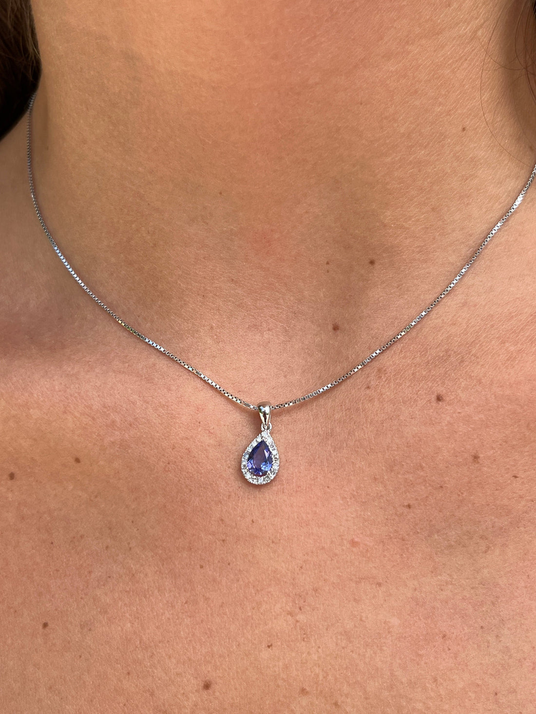 Tanzanite Tear Drop Diamond Necklace for Women