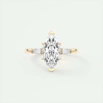 2CT  Marquis Cut Moissanite 3 Stones Diamond Engagement Ring