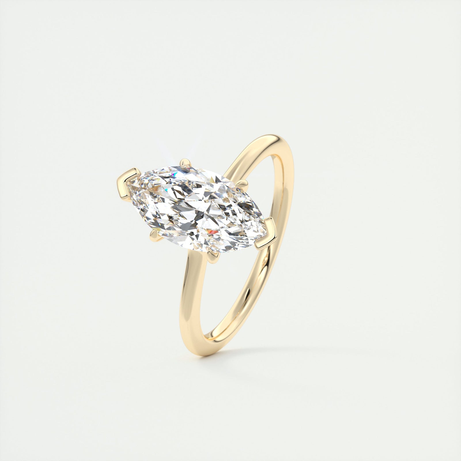 2CT Marquis Cut Moissanite Half Bezel Solitaire Engagement Ring