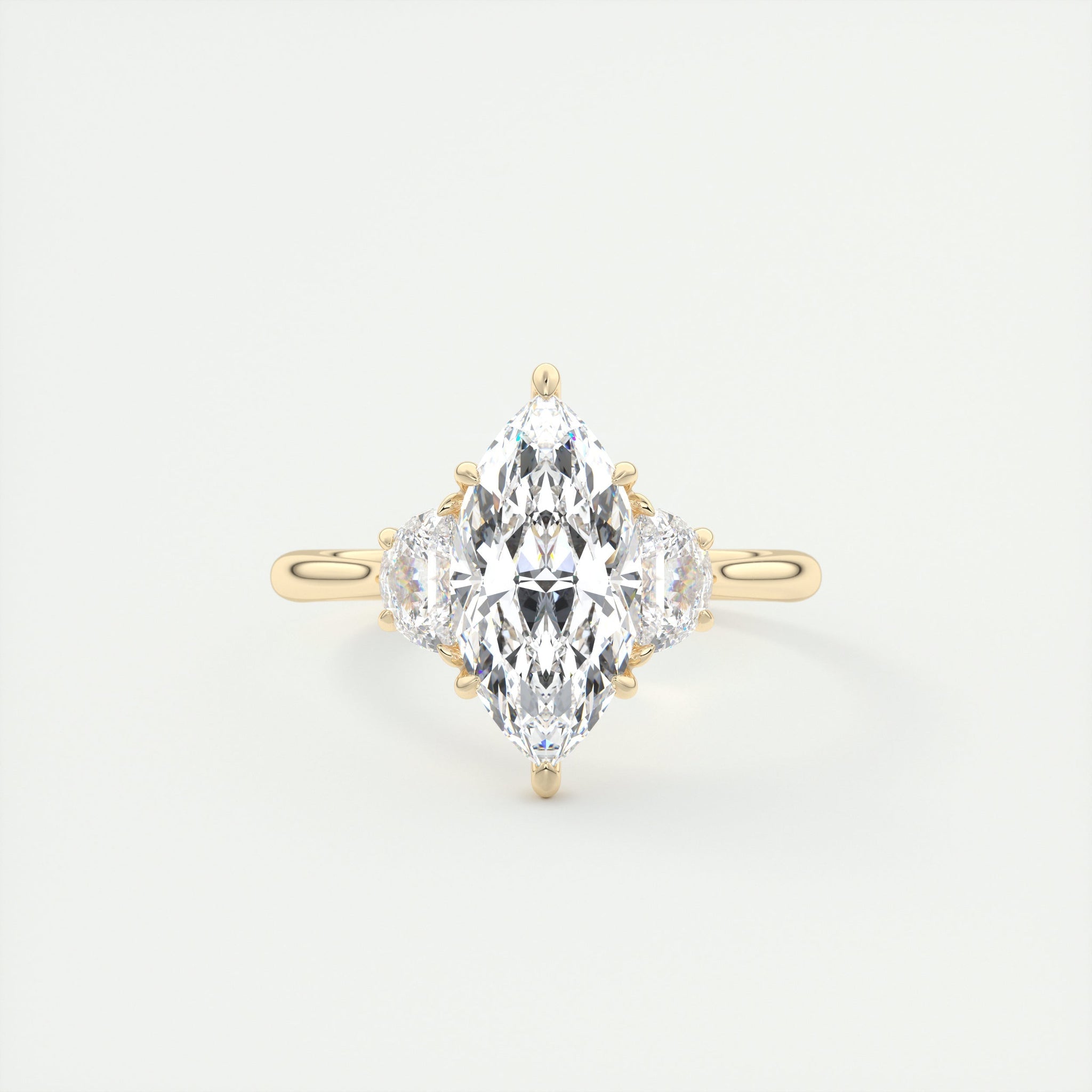 2.0CT Marquise Moissanite 3 Stones Engagement Ring