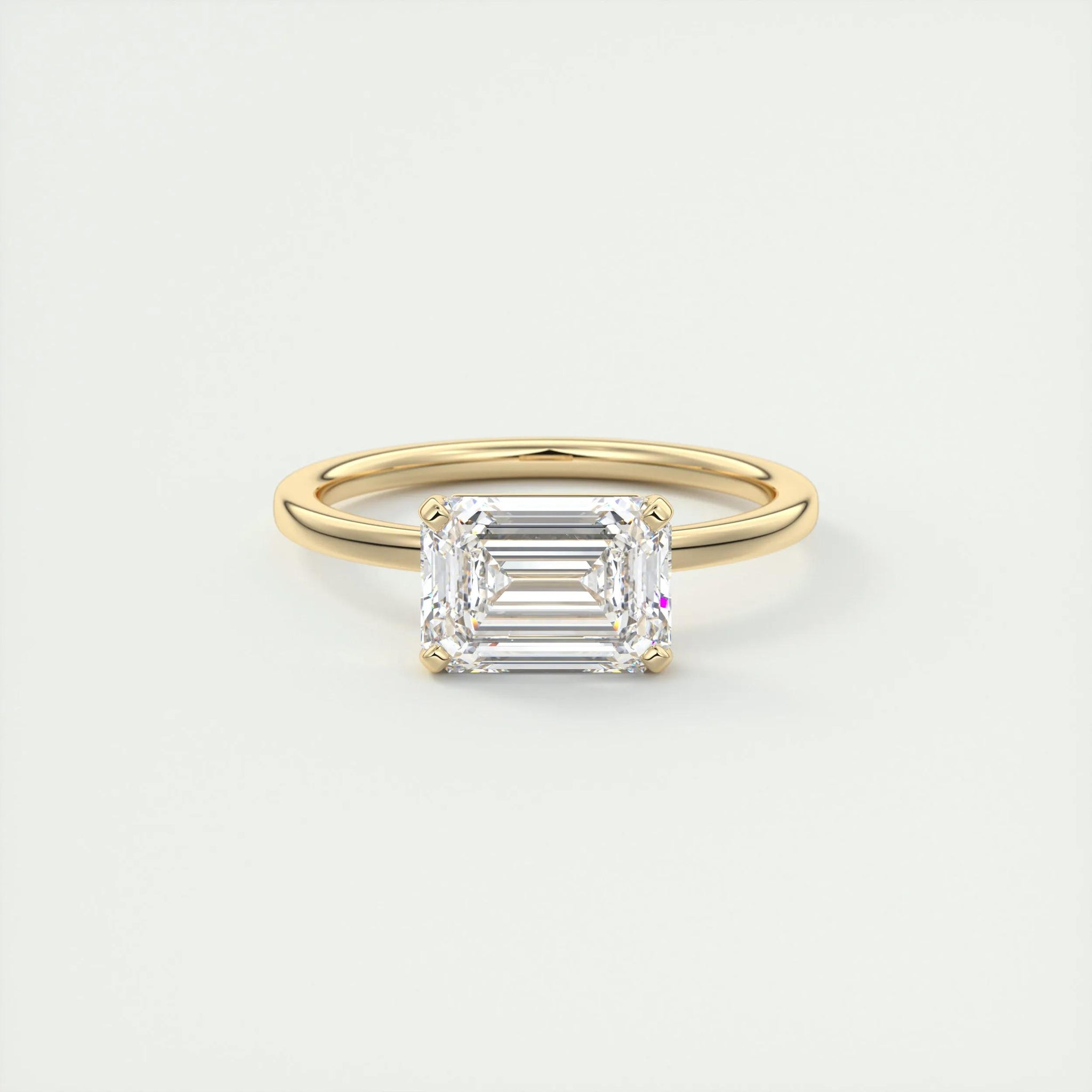 2.0 Ct  Emerald Cut Moissanite Solitaire Diamond Engagement Ring