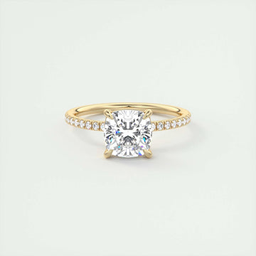 2.54 Ct Cushion Pavé Moissanite Diamond Engagement Ring