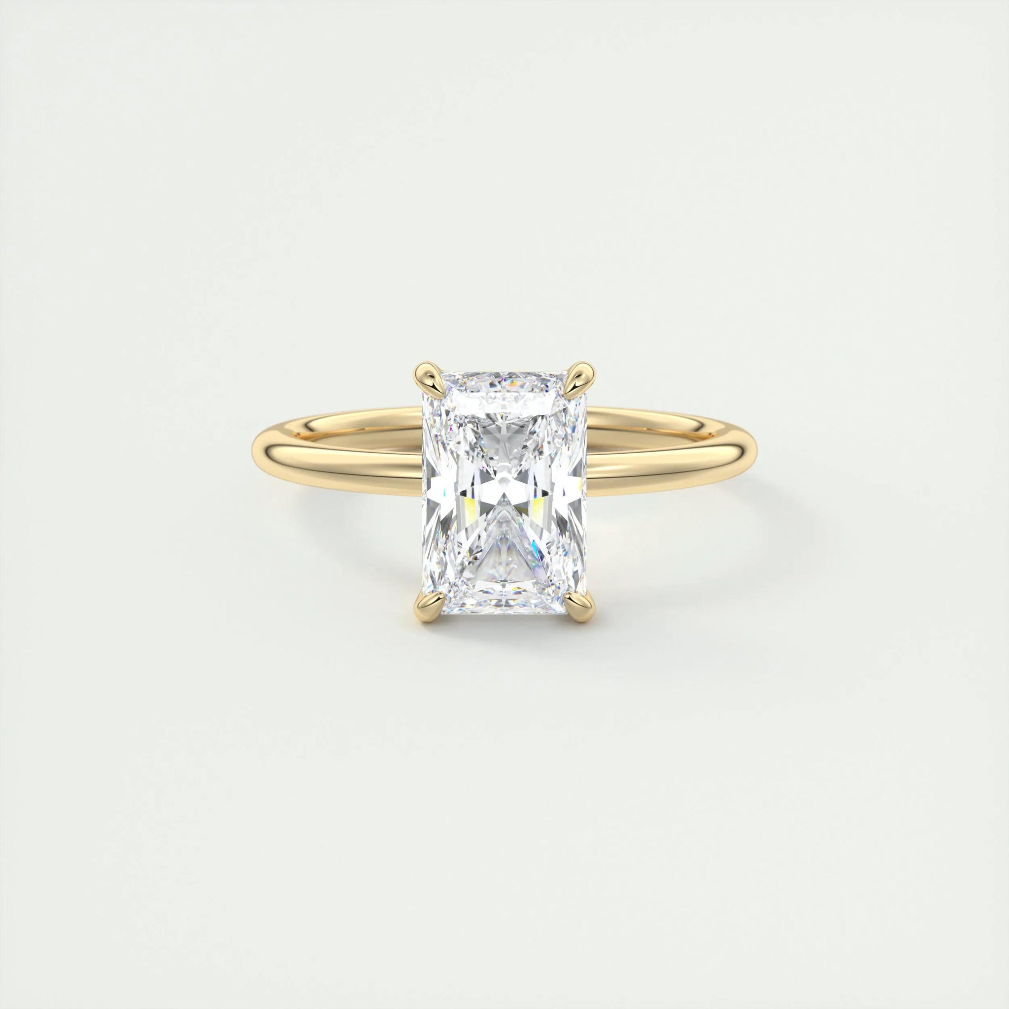 2.0 Ct Radiant Solitaire With Hidden Halo Moissanite Diamond Engagement Ring