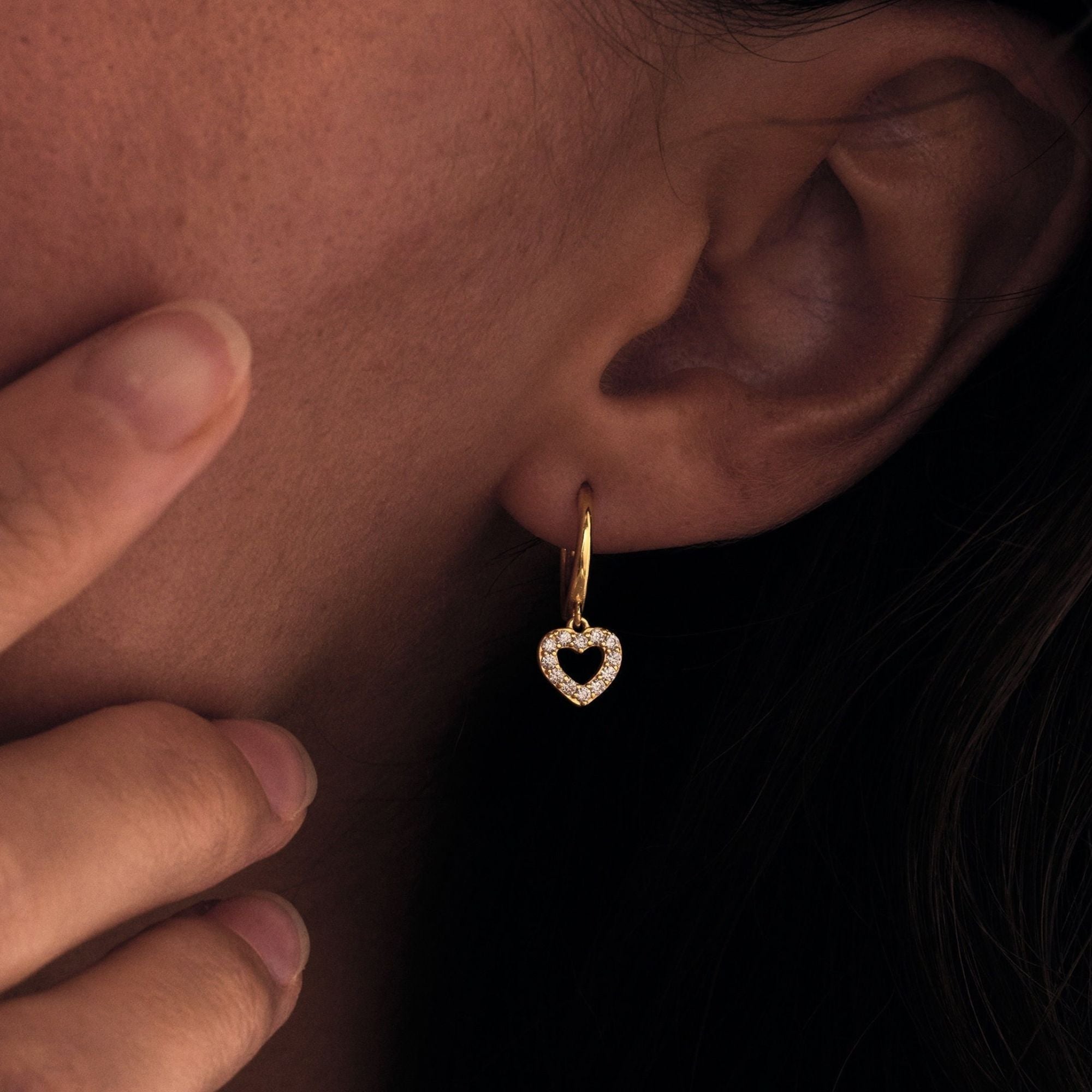 Heart Shape Hoop Diamond Earrings for Women