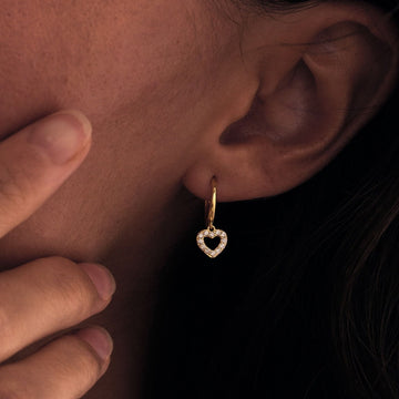 Heart Shape Hoop Diamond Earrings for Women