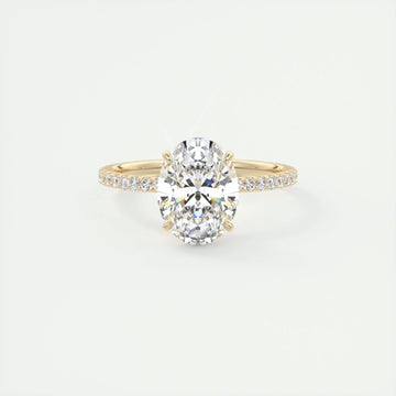 2.0 Ct  Oval Cut Moissanite Pave Diamond Engagement Ring