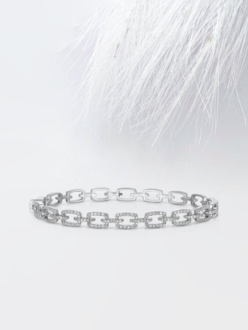 Chain Links Moissanite Diamond Bracelet in 14K Yellow Gold