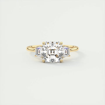 2.0 ct Asscher Three Stone Moissanite Diamond Engagement Ring