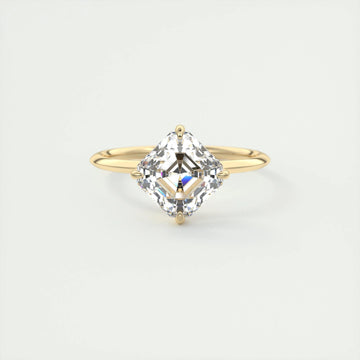 2.0 Ct Asscher Solitaire Moissanite Diamond  Engagement Ring