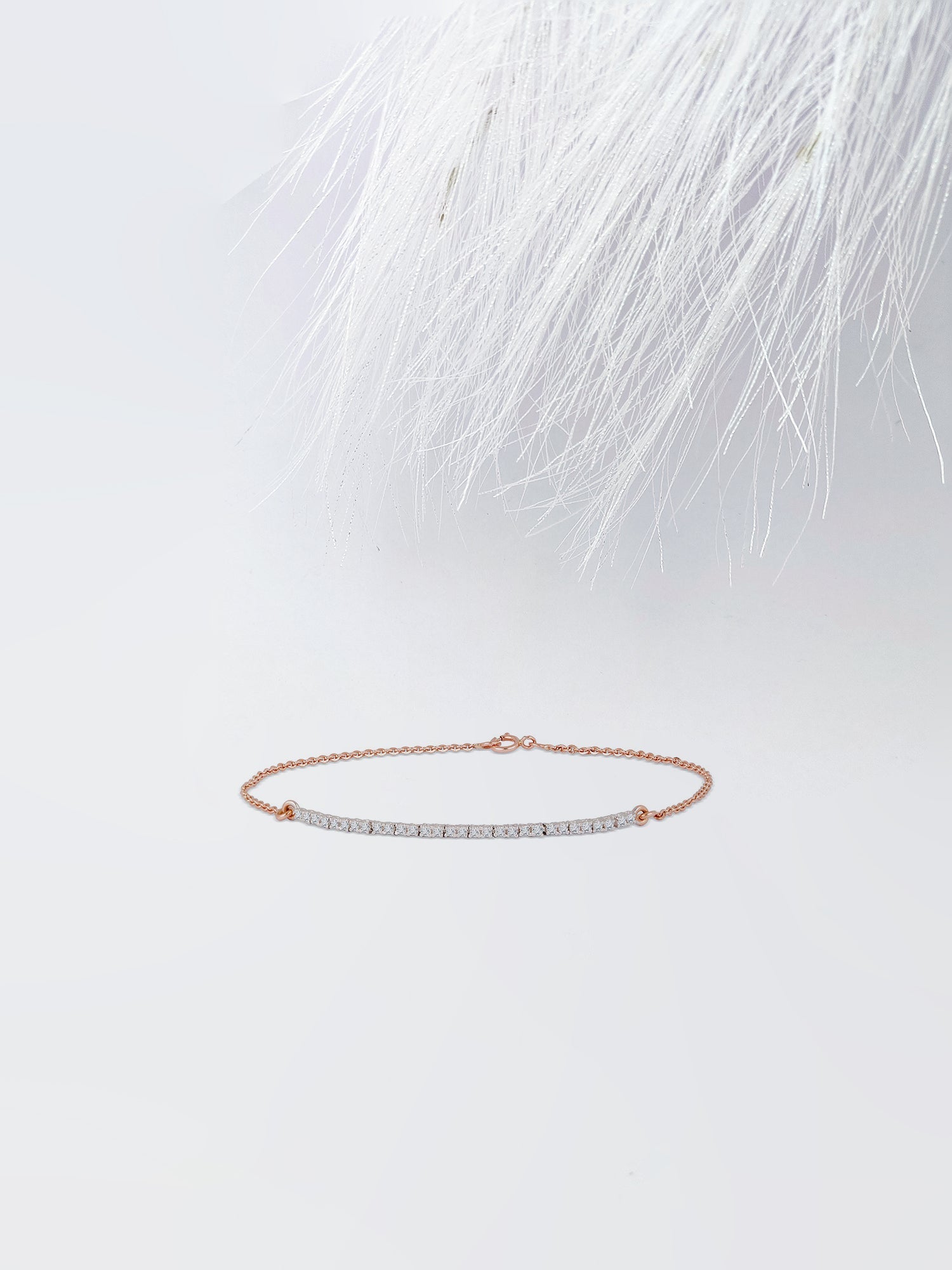 Round Moissanite Diamond Line Bracelet in Solid Gold