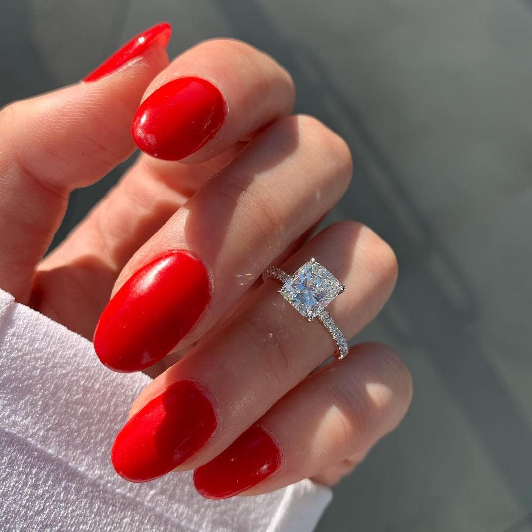 1.20CT Cushion Cut Solitaire Moissanite Engagement Ring