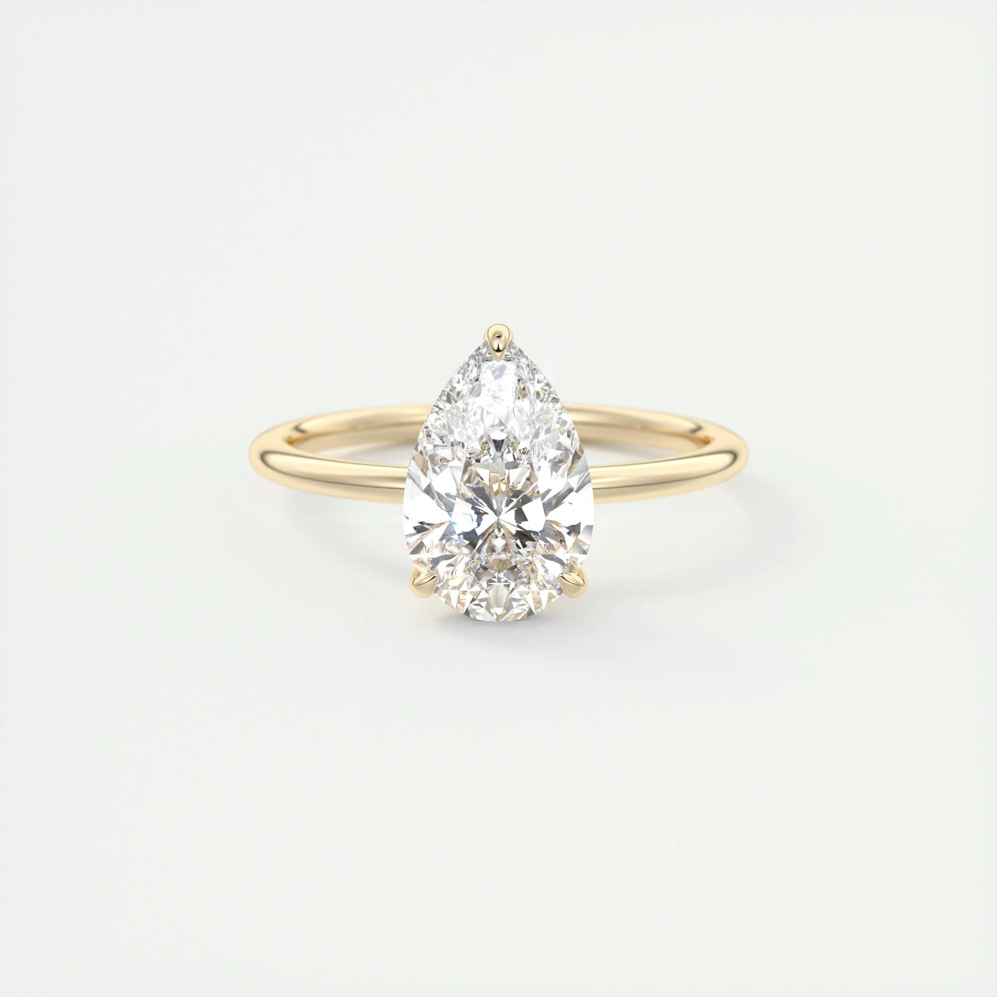 2.2 Ct Solitaire Pear Cut Moissanite Diamond Engagement Ring