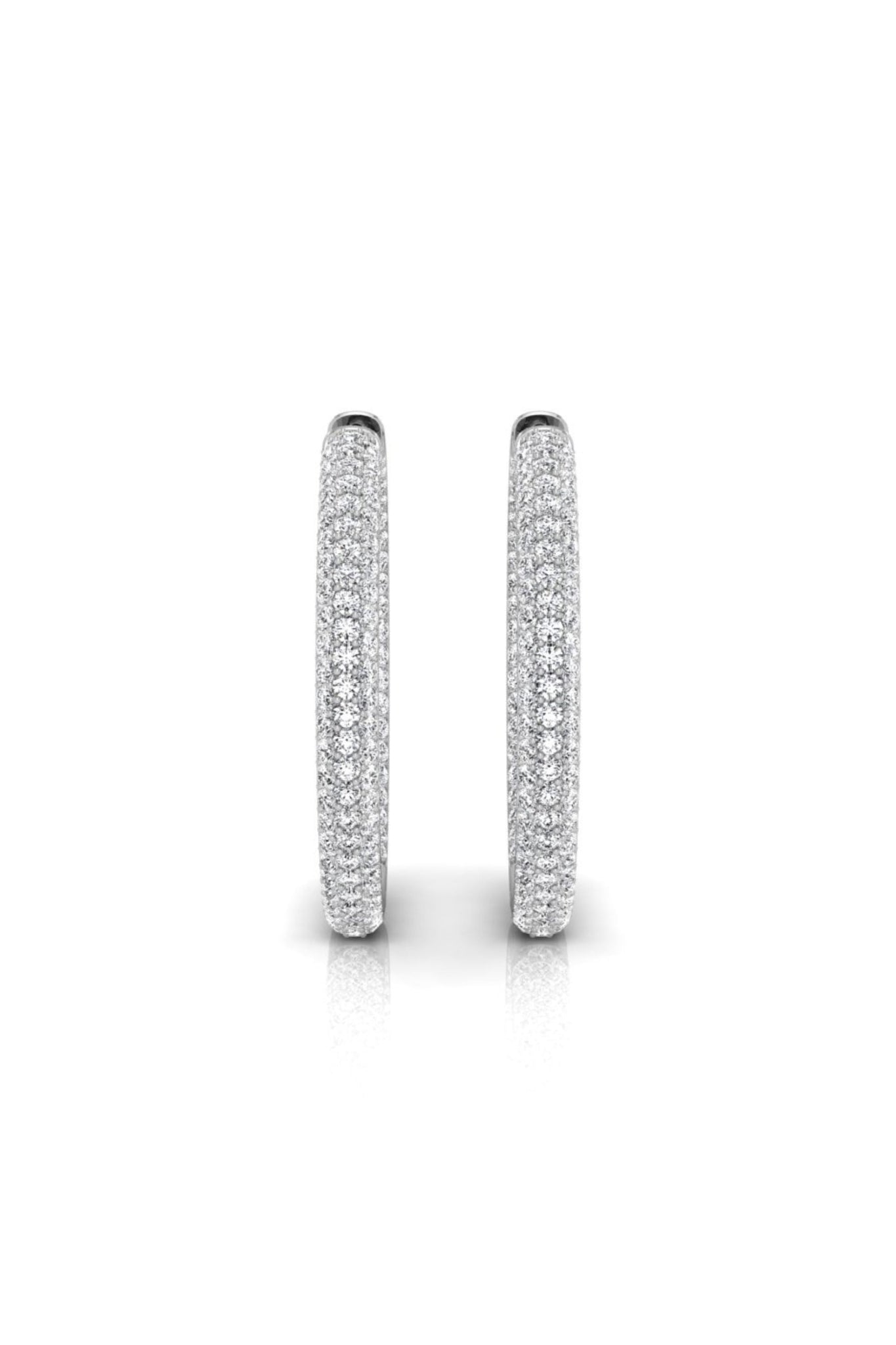 Round Cut Moissanite Diamond Three Side  Hoops Earrings for Her