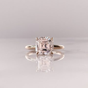 4.0CT Asscher Moissanite Solitaire Diamond Engagement Ring