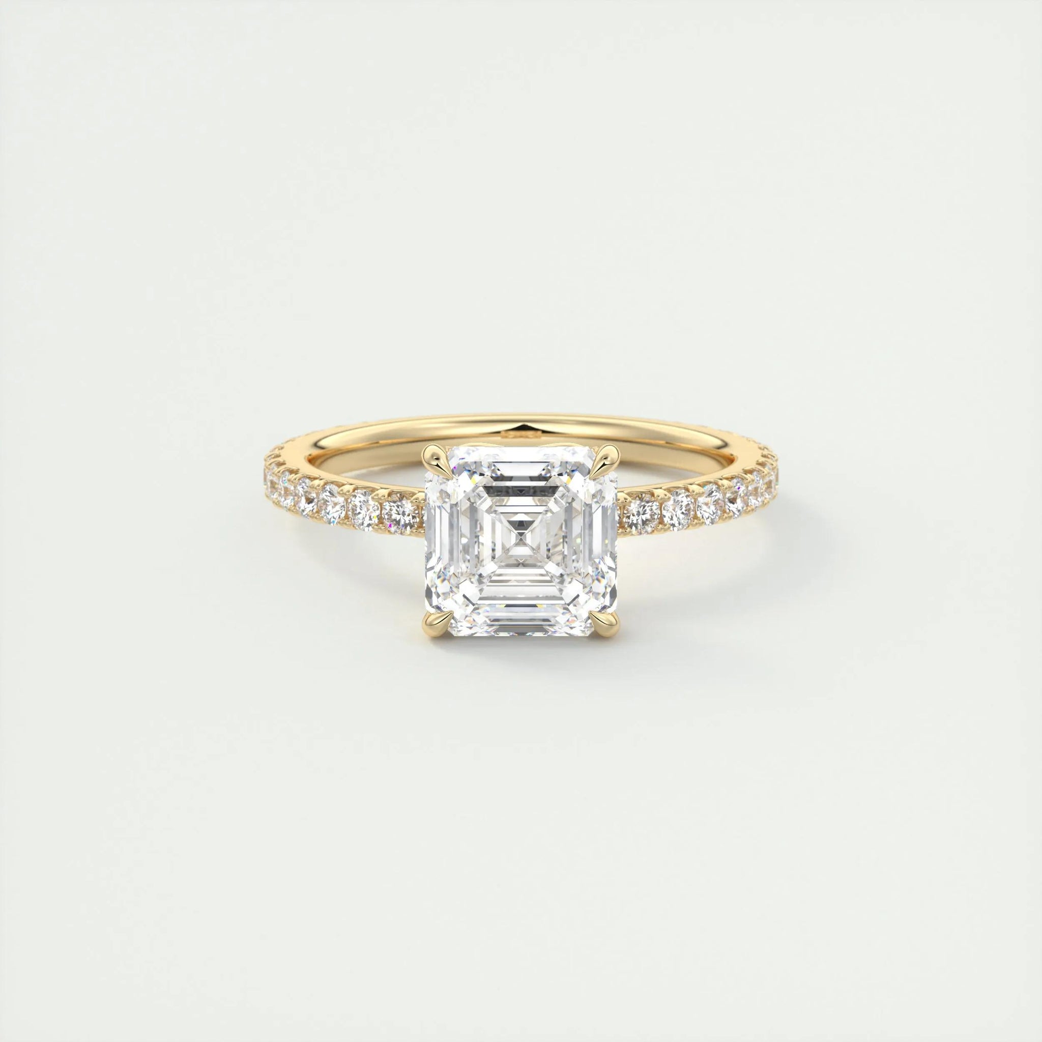 2.0 Ct Asscher  Pavé Moissanite  Diamond  Engagement Ring