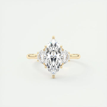 2.5 Ct Marquise Cut Moissanite Three Stone Diamond Engagement Ring