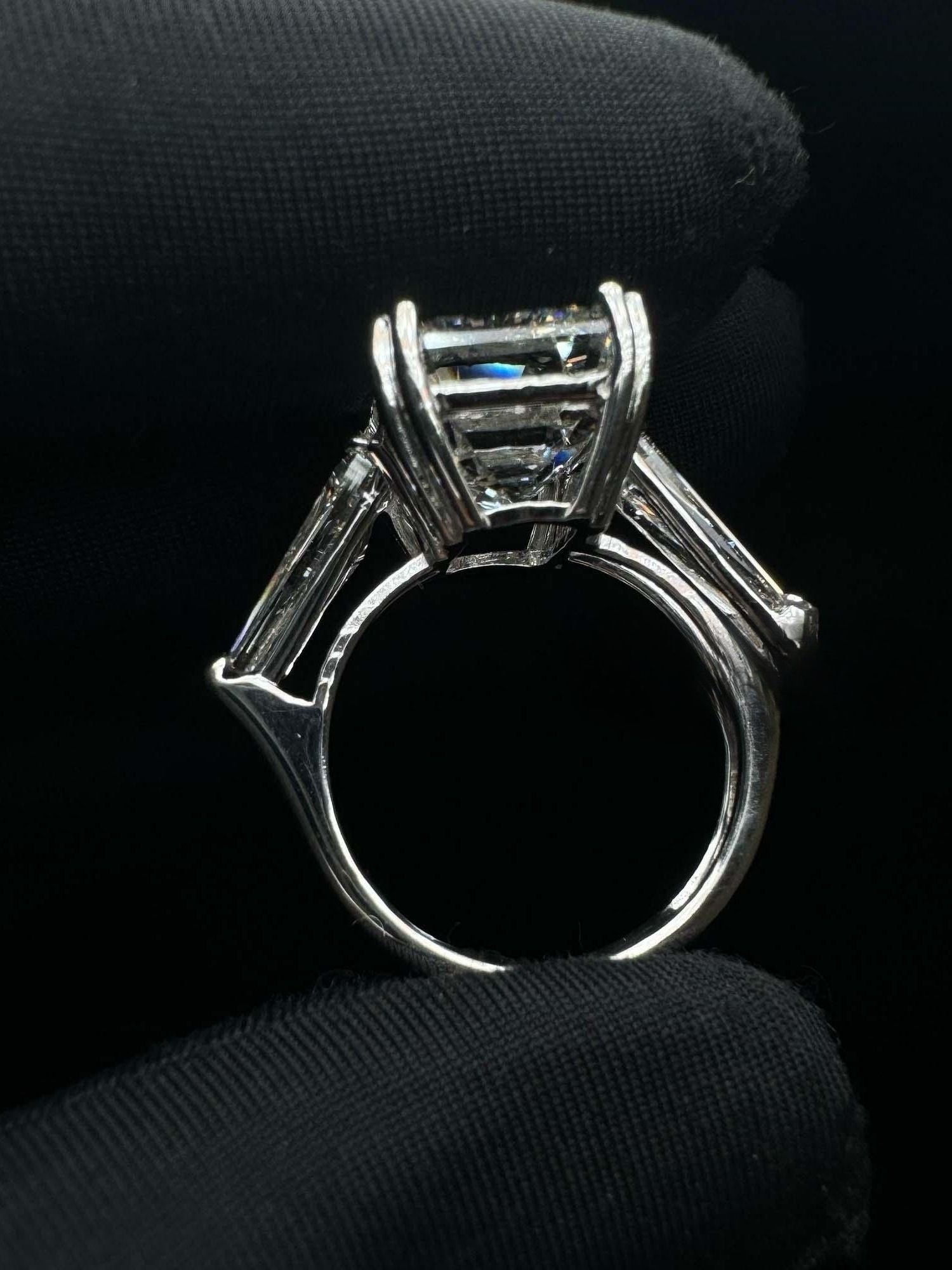 10.0CT Emerald Cut Three Stone Diamond Elizabeth Taylor Engagement Ring