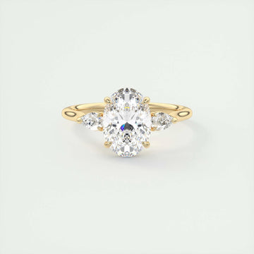 2.2 Ct Oval Three Stone Moissanite Diamond Engagement Ring