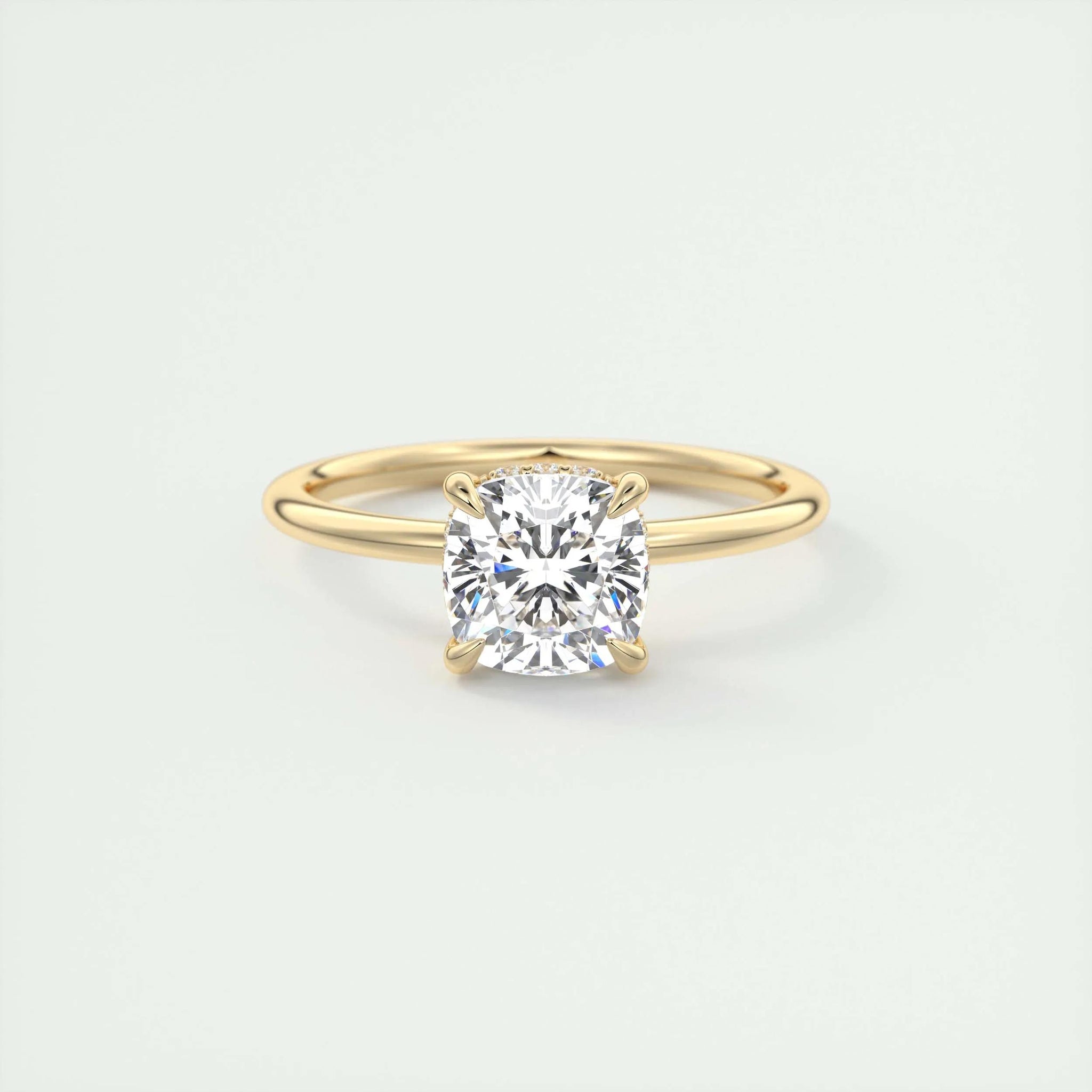 2.0 Ct Cushion Solitaire With Hidden Halo Moissanite Diamond Engagement Ring