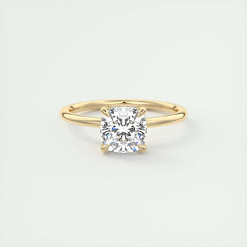 2.0 Ct Cushion Solitaire With Hidden Halo Moissanite Diamond Engagement Ring