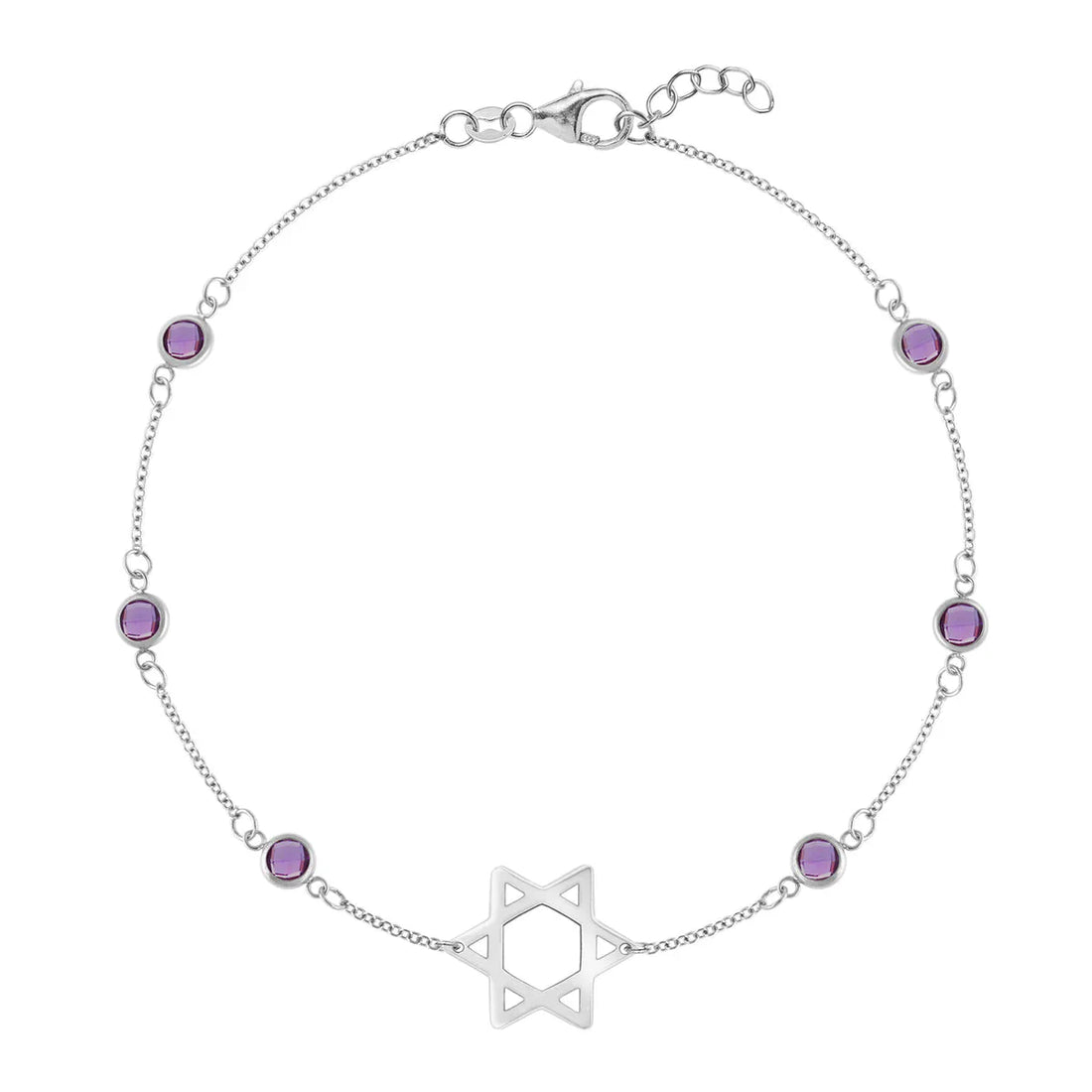 1.50CT Round Amethyst Diamond February Birthstone Star Bracelet