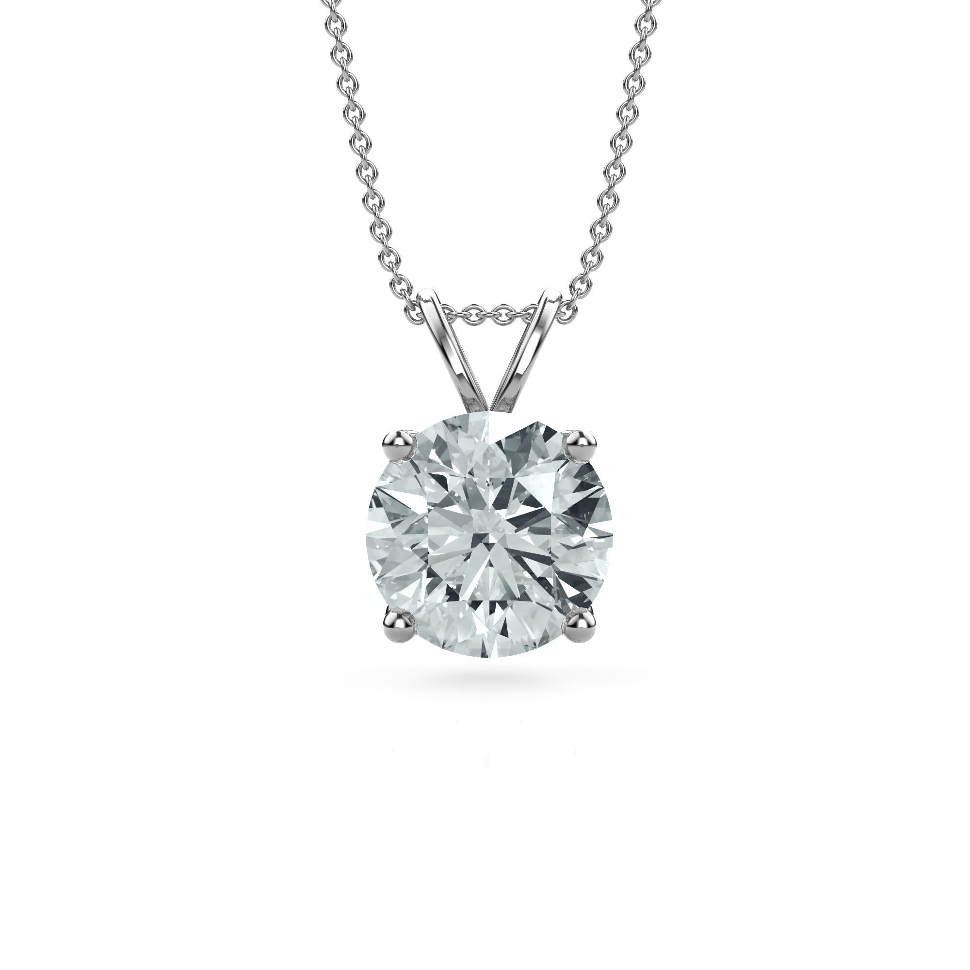 Round Single Diamond Necklace for Women