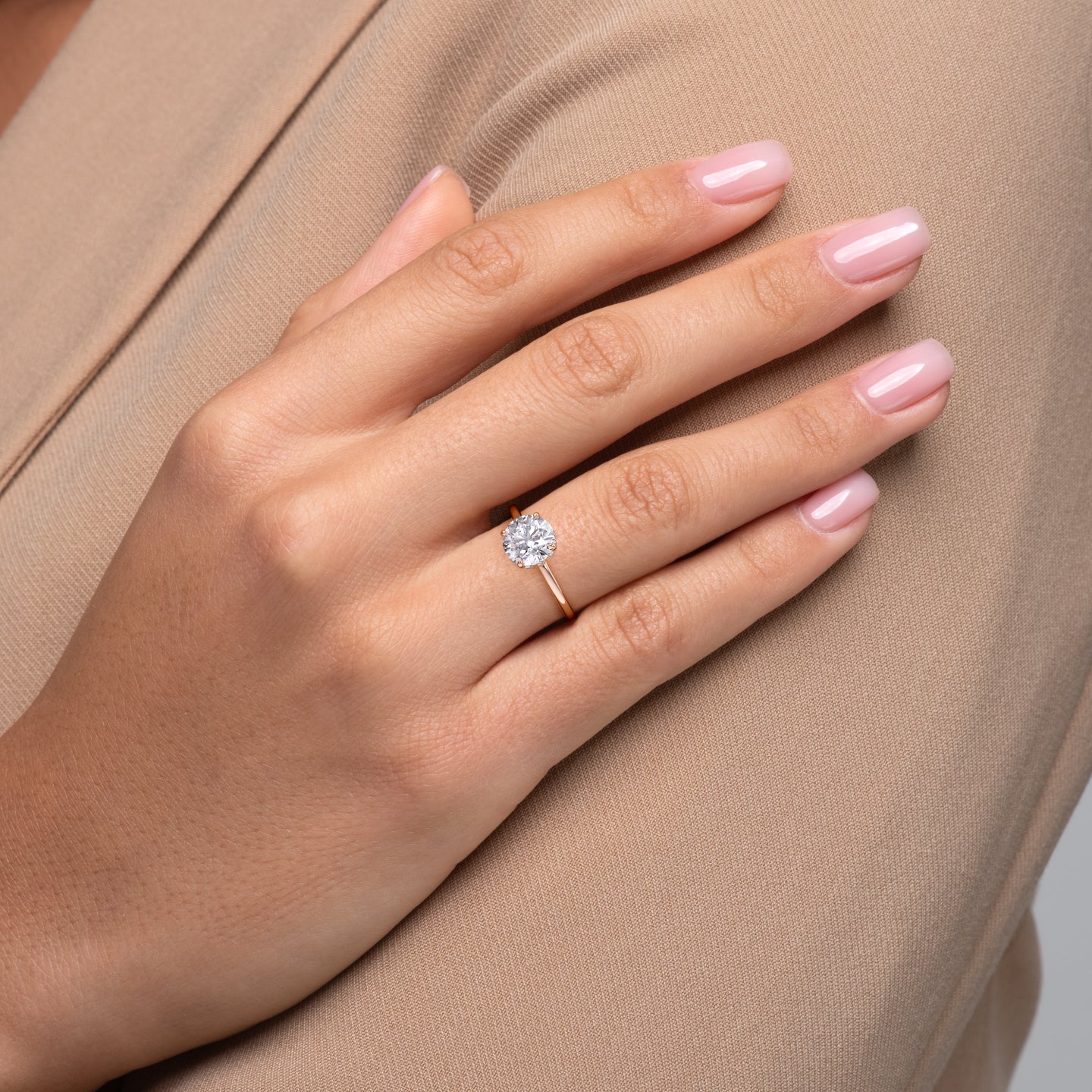 1.0 - 3.0 CT Round Cut CVD Diamond Hidden Halo Engagement Ring