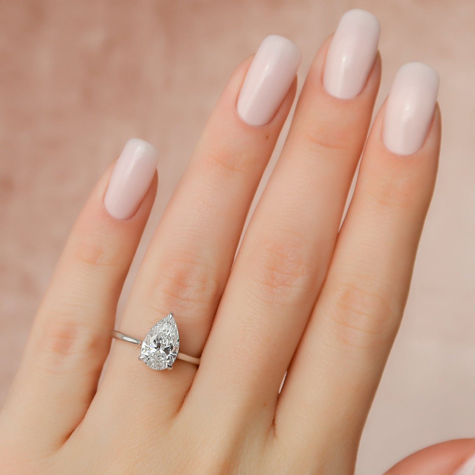 1.0 - 3.0 CT Pear Cut CVD Diamond Hidden Halo Engagement Ring