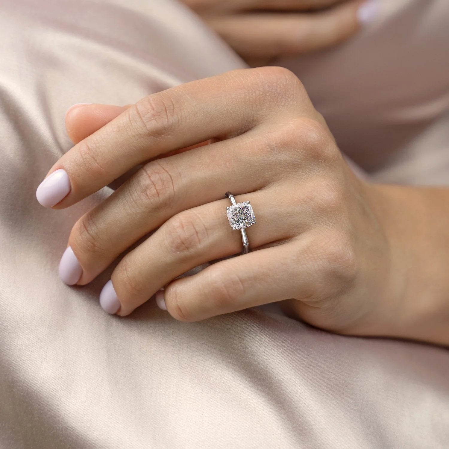 2.0 - 4.0 CT Cushion Cut CVD Diamond Hidden Halo Engagement Ring