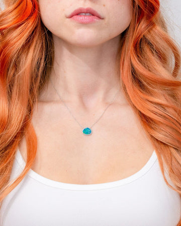 2.29ct Opal & Diamond Halo Necklace