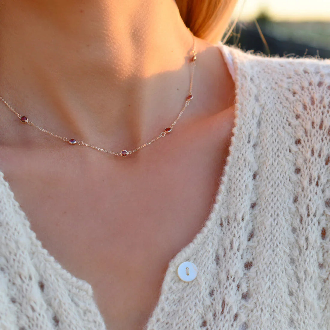 2.75CT Round Garnet Diamond January Birthstone Necklace