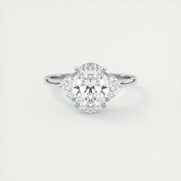 2.0CT Oval Moissanite 3 Stones Engagement Ring