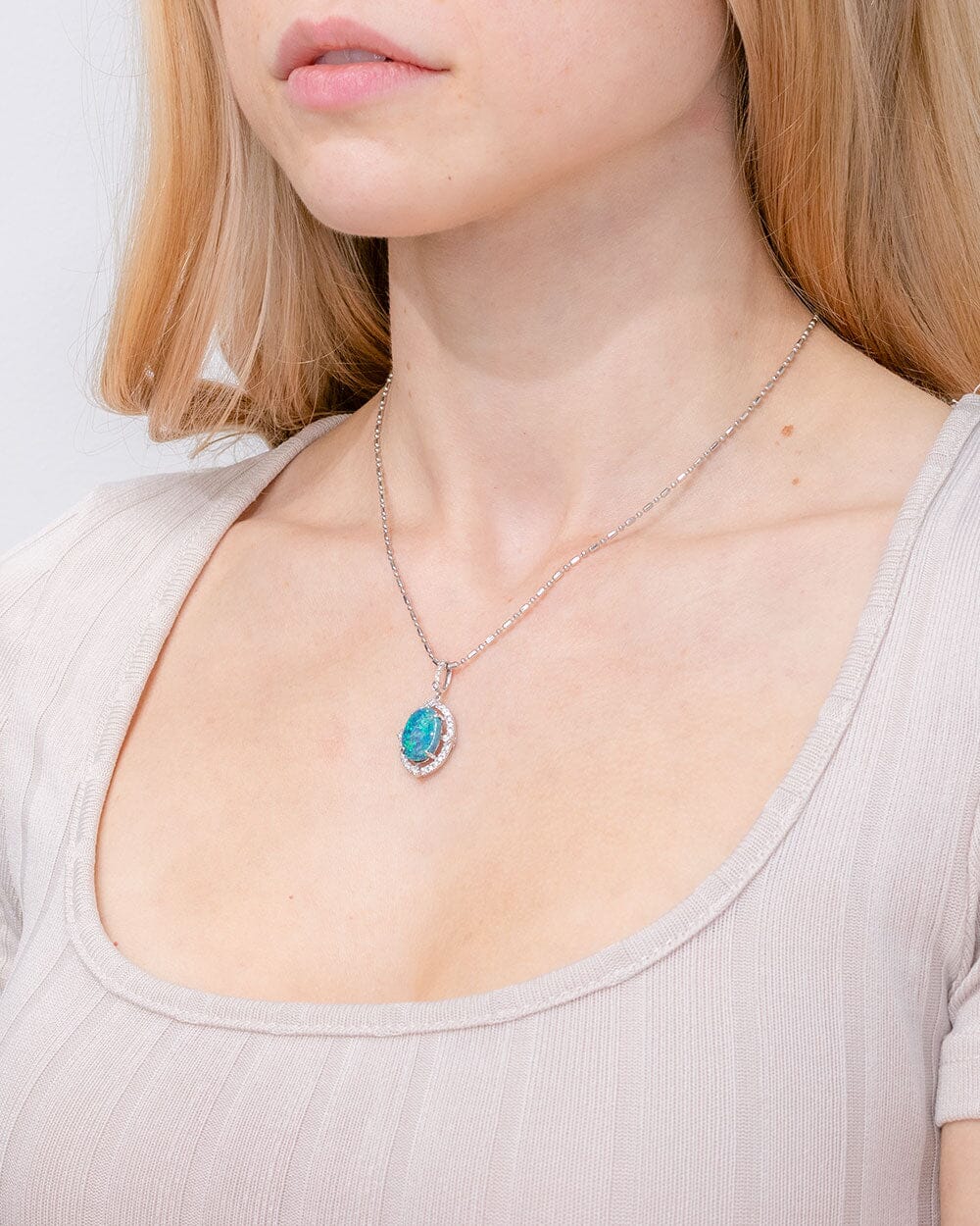 2.76ct Australian Black Opal Vintage Halo Necklace