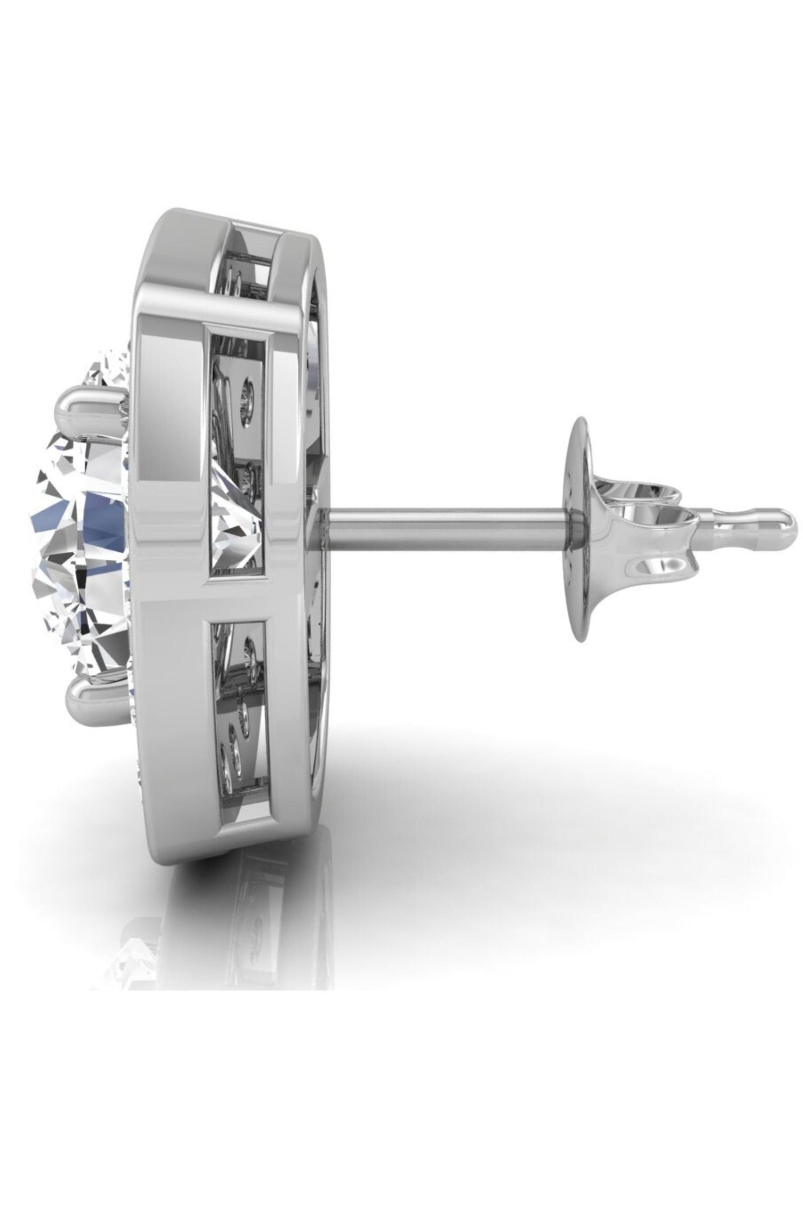 Round Cut Diamond Halo Moissanite Earrings for Her