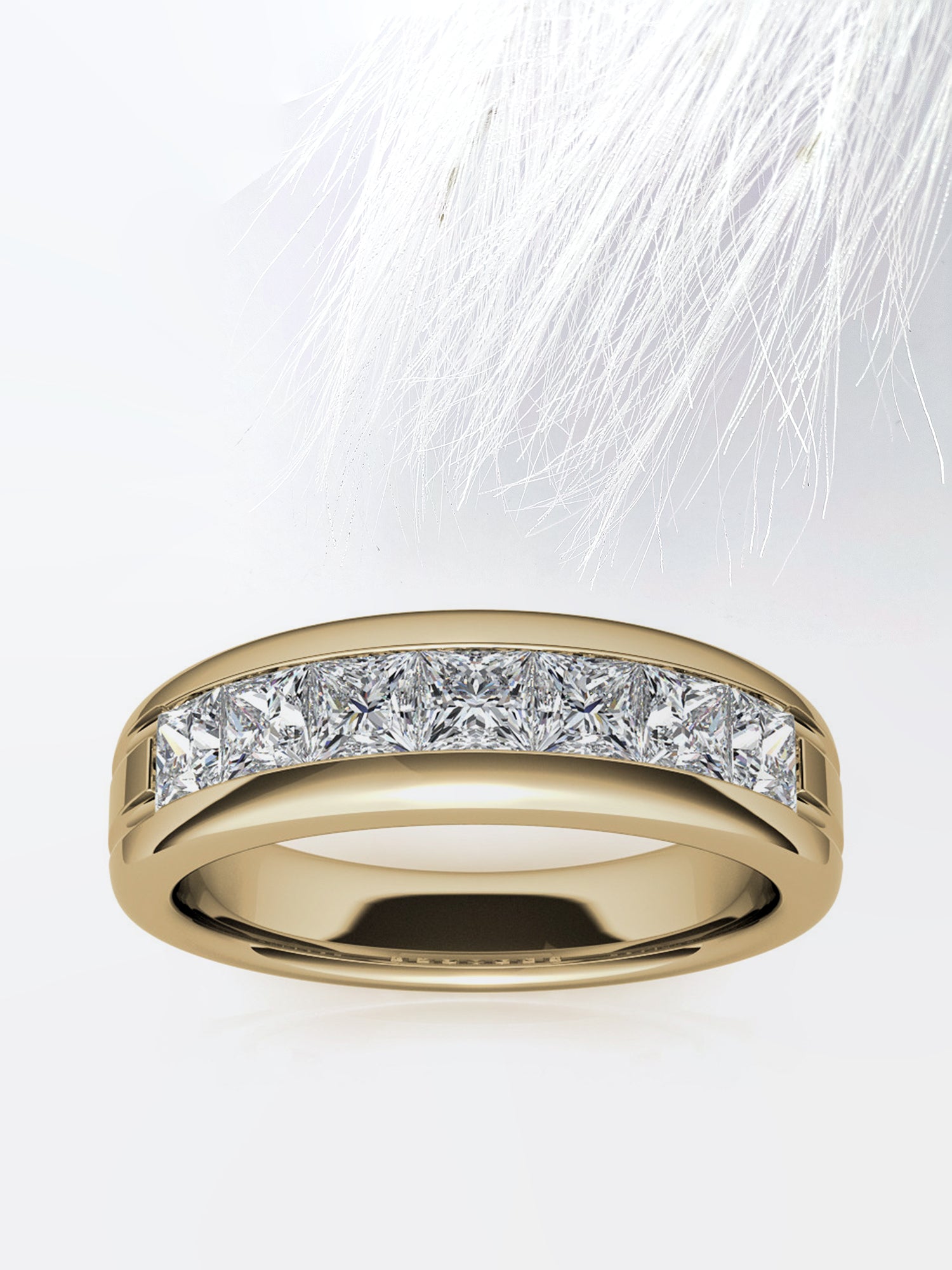 6mm Princess Cut Moissanite Men's Channel Set Wedding Band
